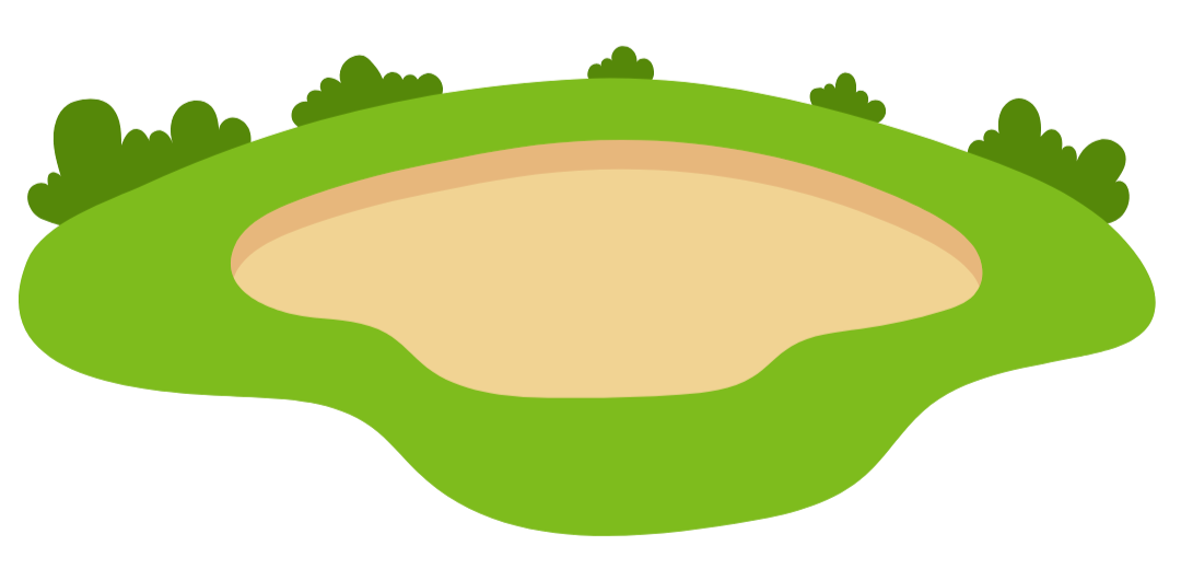 Illustrated golf bunker representing earning points in a simulator golf league.