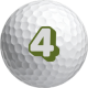 Golf ball with the number 4 representing prizes awarded in a golf simulator tournament league.